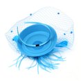 thumbnail image 2 of Women's Feather Fascinators Hat - Hair Pin Cocktail Headwear Pillbox Hat  Sky Blue (One Size), 2 of 6