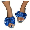 thumbnail image 3 of Anuirheih Slip on Sandals Women,Women's Summer Slip-On Bow Flat Beach Open Toe Breathable Sandals Weave Shoes(Blue), 3 of 3