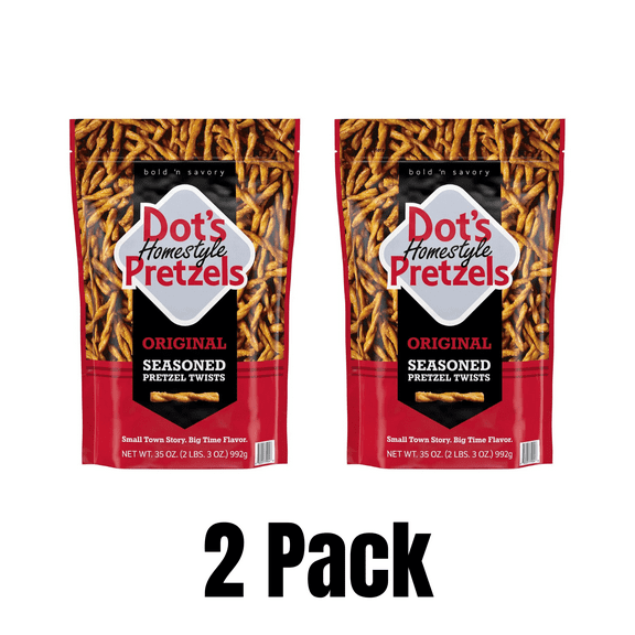 Dot’s Homestyle Pretzels Original Seasoned Twists – 35 oz Bags, 2-Pack