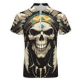 thumbnail image 4 of Indian Devil Skull Men Zipper T-shirt Summer Casual Short Sleeve T-shirt Top, 4 of 7