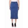 thumbnail image 3 of Rekkuna Women’s Pull-On Stretch Denim Midi Skirt – Effortlessly Chic with Back Slit Detail (14, Medium Blue Stone Wash), 3 of 5
