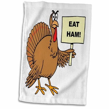 3dRose Funny Thanksgiving Turkey Humor Eat Ham Christmas Turkey Joke - Towel, 15 by