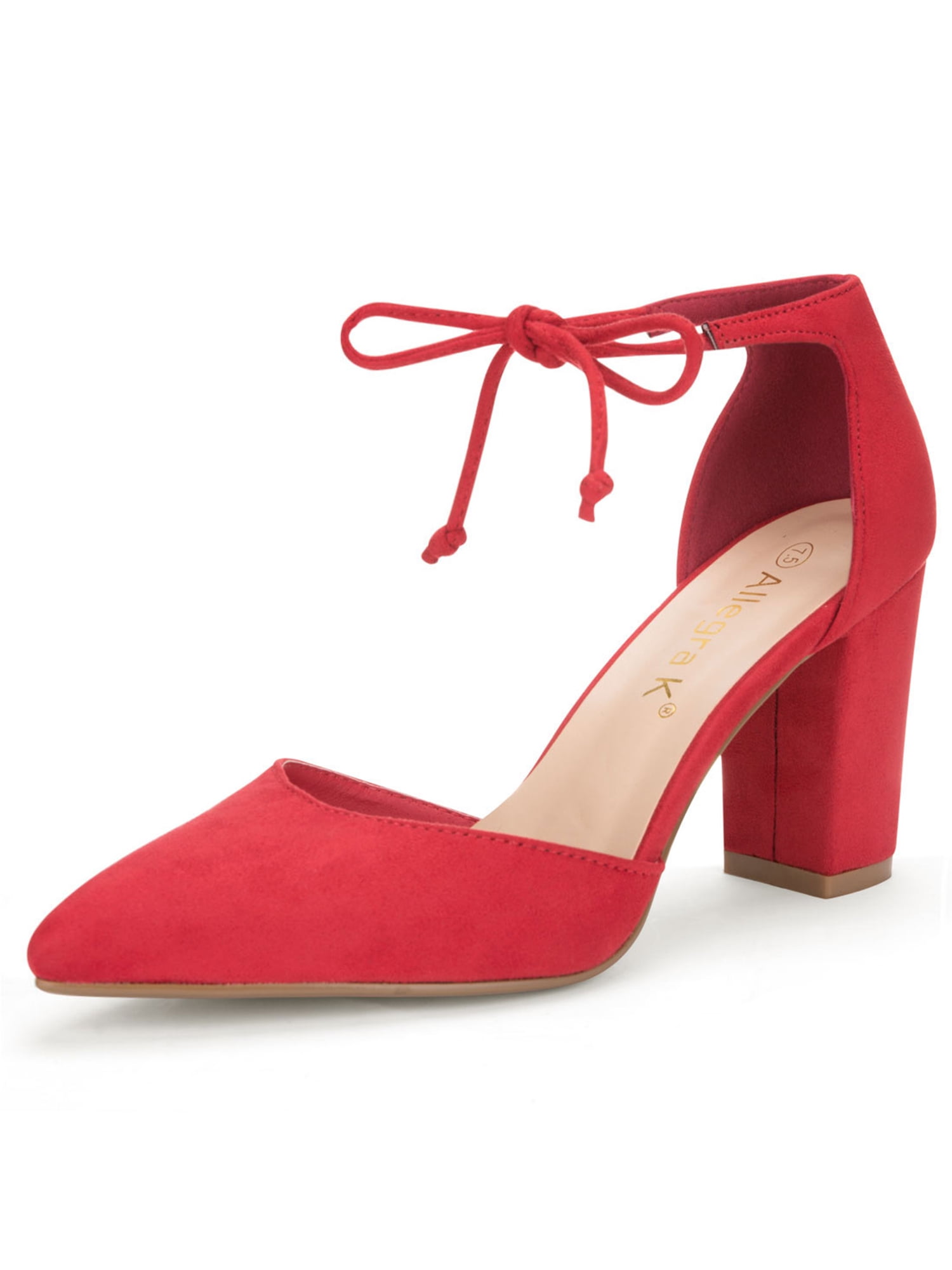 chunky heel pointed toe pumps