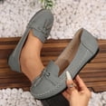 thumbnail image 4 of Womens Suede Penny Loafers Fashion Fringe Round Toe Stitching Flat Walking Shoes Lightweight Moccasins Driving Shoes Gray Size 7.5, 4 of 8