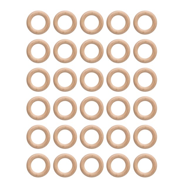 30Pcs Wooden Rings Unfinished Sturdy Beech Finely Polished Easy Coloring Macrame Rings for Craft DIY Decoration 5cm/2.0in
