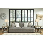 Signature Design by Ashley Soletren Contemporary Chenille Sofa with 4 Accent Pillows, Gray Grey Standard