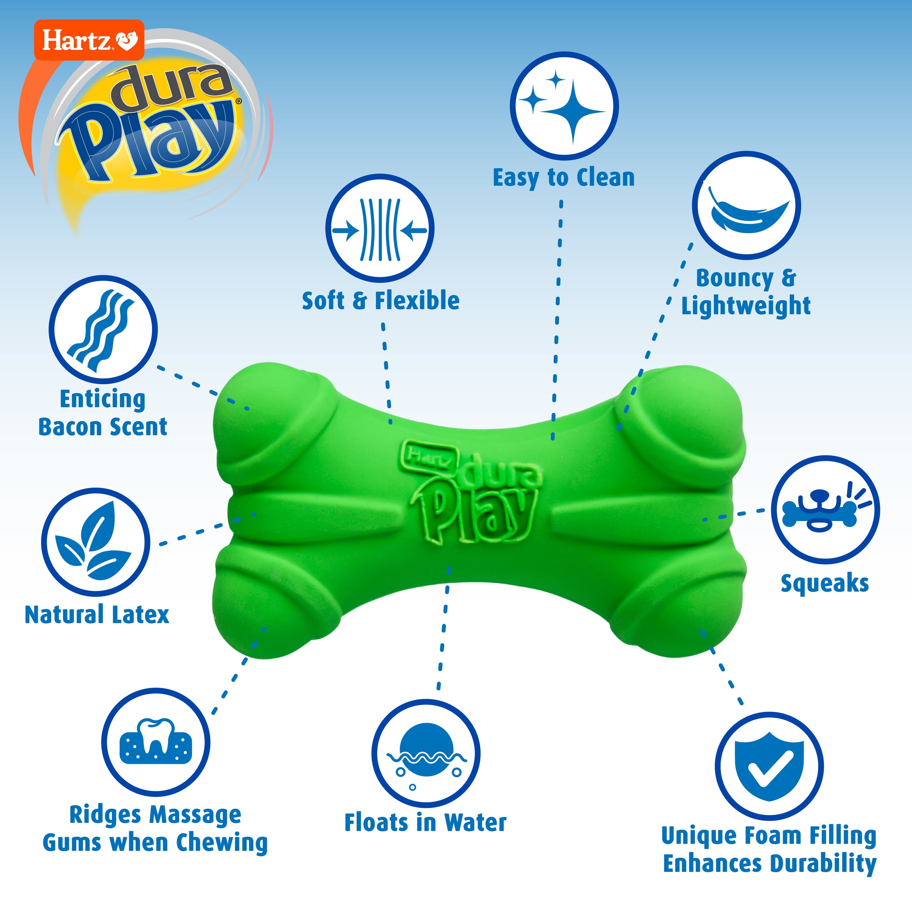 Save on Hartz DuraPlay Medium Dog Toy Bone Bacon Scented Order Online  Delivery