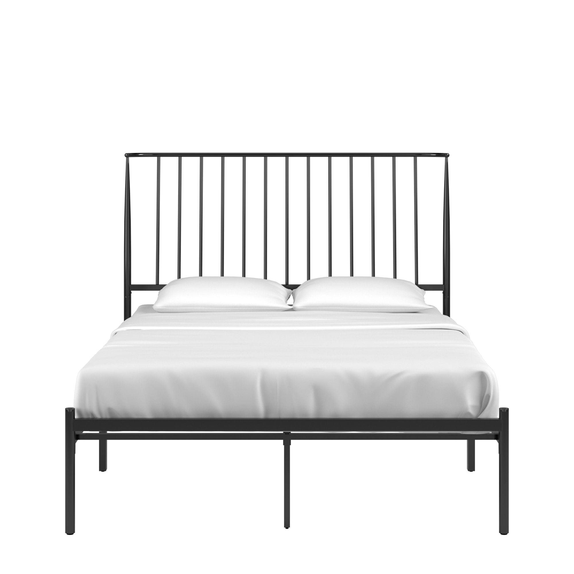 Weston Home Belisse Metal Platform Full Bed with Curved Metal Headboard, Black