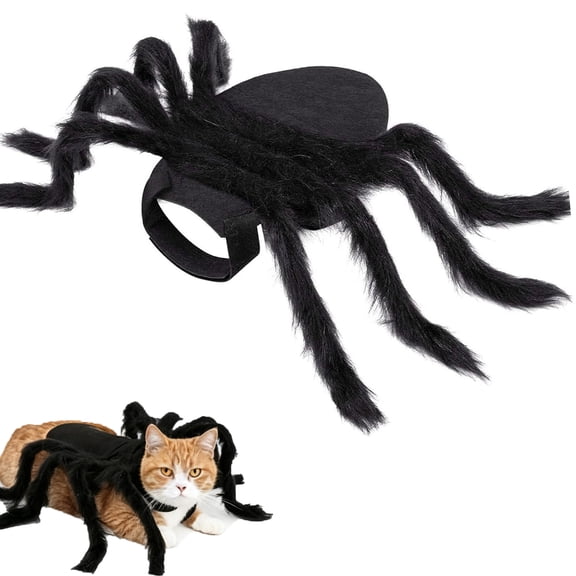 Cat Spider Costume, Halloween Pet Outfit with 8 Fluffy Legs & Adjustable Velcro – Spooky Cute Cosplay for Small Cats & Dogs, Party Decor