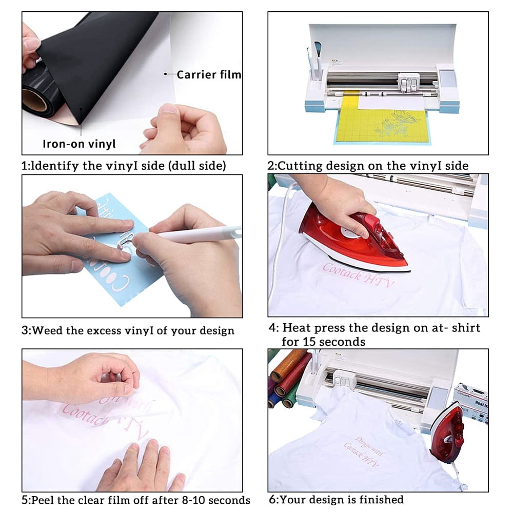 1 Roll Heat Transfer Vinyl Sheets Iron On Vinyl for T-Shirt Clothes Fabric Decoration White 30cm about 5m/roll
