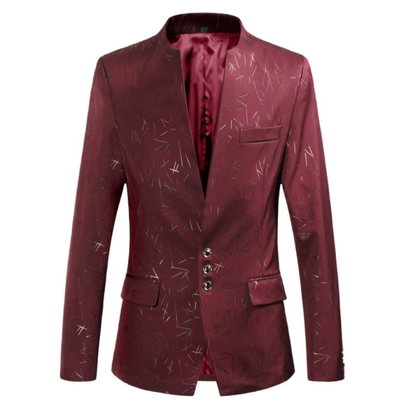 Pisexur Blazer for Men Long Sleeve Formal Dress Wedding Blazers Fashion Three Buttons Sports Coat for Men Casual Print Suit Jackets for Men Slim Fit Plus Size Blazer with Pockets M-6XL