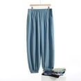 thumbnail image 2 of Mens Lounge Pants Elastic Waist Wide Leg Lounge Pants with Pocket Solid Color Trendy Casual Pajama Bottoms Green 2XL, 2 of 7