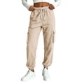 thumbnail image 2 of Lnmiateer Womens Soft Lounge Jogger Pants Solid Color Drawstring Elastic Waist Tapered Pockets Home Relaxation Friend Gathering, 2 of 6
