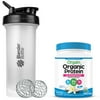 Orgain Organic Vegan Protein & Superfoods Powder, Vanilla Bean (1.12 LB) with BlenderBottle Classic V2 45-Ounce Shaker Bottle for Protein Shakes, Clear/Black and Bonus Nutrition Basics Whisk Ball
