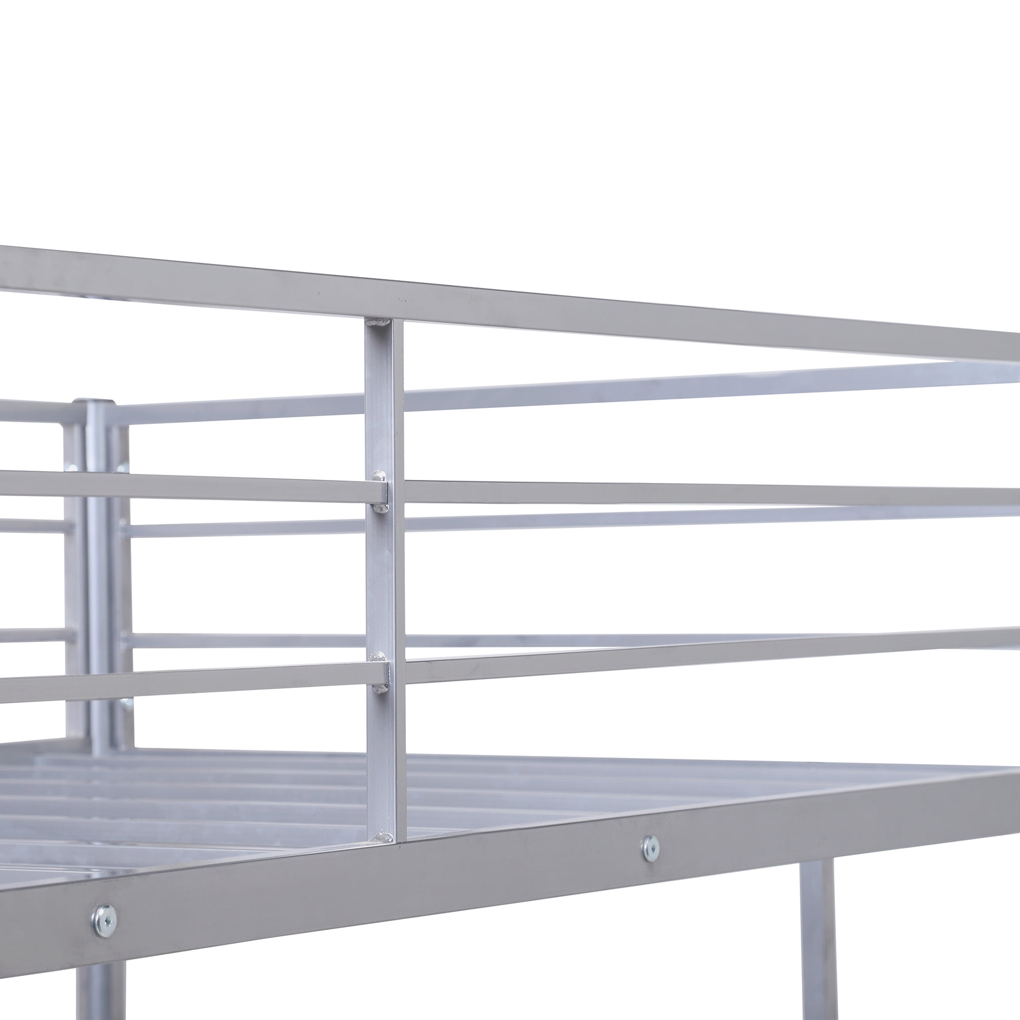Kepooman Twin Over Full Metal Bunk Bed with Desk & Ladder for Bedroom Dorm, 78"L x 41"W x 65"H, Silver Kepooman Twin Over Full Metal Bunk Bed with Desk & Ladder for Bedroom Dorm, 78"L x 41"W x 65"H, Silver