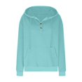 thumbnail image 6 of Long Sleeve Pullover Hoodie for Women - Stylish Button-Down Front, Drawstring Hood, and Soft Fabric Sky Blue, 6 of 6
