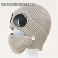 thumbnail image 7 of 2026 New Unisex Winter Ski Beanie Hat with Goggles and Detachable Mask, 3-in-1 Unisex Warm Lined Aviator Knit Cap(Gray), 7 of 7