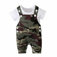 thumbnail image 2 of Baby Boy Outfits 2 Piece Crew Neck Solid Print Short Sleeve T Shirt Top And Suspenders Shorts Casual Boys' Clothing Sets CE1 0 Months-3 Months, 2 of 9