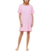 Roudelain Short Sleeve Sleep Shirt Nightgown, Pink, Small