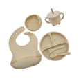thumbnail image 4 of 6Pcs Silicone Feeding Set Silicone Suction Bowl Set for Boys Girls Kids Beige, 4 of 9