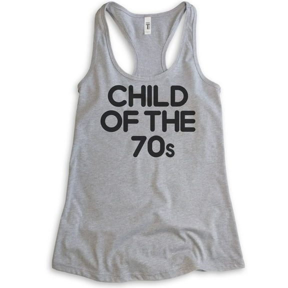 Child Of The 70s Tank Top, Ladies Racerback Tank Top, Nostalgia Tank, Nostalgic Tank, 70's Tank, Heather Gray, X-Large