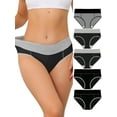 thumbnail image 1 of INSPIRAR CHIC Ropa interior de mujer de talla grande, paquete de 5, cintura alta, elástica, color gris, negro, todo negro, 1 of 6