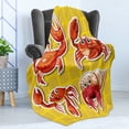 thumbnail image 4 of Crabs Soft Flannel Fleece Throw Blanket, Stickers of 4 Different Crabs Illustration in Cartoon Style Print, Cozy Plush for Indoor and Outdoor Use, 50" x 60", Earth Yellow and Orange, by Ambesonne, 4 of 5