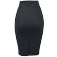 thumbnail image 3 of A2Y Women's Fitted Solid High Waist Back Slit Stretchable Midi Skirt Navy 2XL, 3 of 5