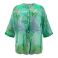 thumbnail image 3 of Women's Dressy Casual Blouse Long Sleeve Floral Print Button Down Shirts 2024 Chiffon V Neck Shirt, 3 of 5