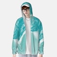 thumbnail image 2 of Balery Teal Turquoise 1 Sudadera ligera de manga larga con capucha y protección solar UPF 50+ para hombre y mujer, ideal para pesca y running-Small, 2 of 7