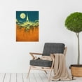 thumbnail image 2 of Conceptual Abstract Gold Landscape Full Moon Linocut Large Wall Art Poster Print Thick Paper 18X24 Inch, 2 of 4