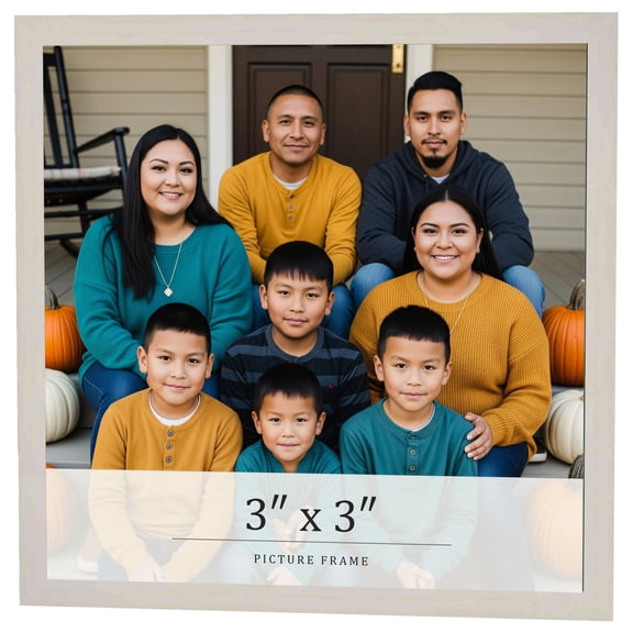 3x3 Frame White Wheat Solid Wood Picture Frame | Moulding Width 0.75 Inches | Interior Depth 0.5