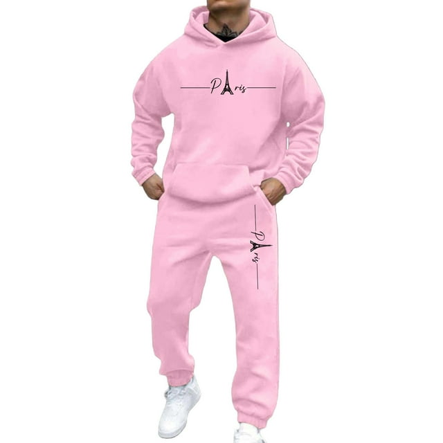 Ensemble de Survêtement Décontracté pour Hommes, Chandail à Capuchon Épais et Ensemble de Jogger avec Imprimé pour Usage Quotidien, Exercice et Style de Rue