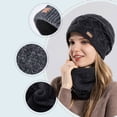 thumbnail image 3 of Womens Mens Winter Beenie Hats Scarf Set Warm Baggy Knit Skulls Caps Neck Warmer With Fleeces Lined Cold Weather Hat For Adults, 3 of 7