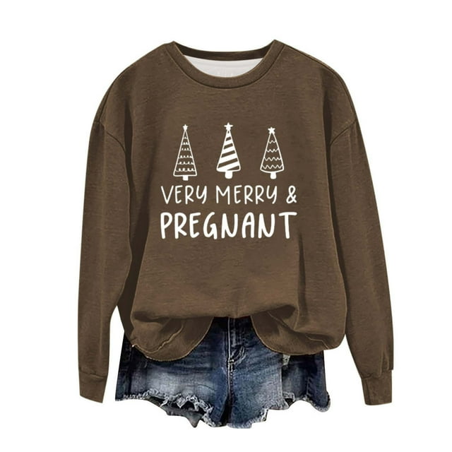 Birdeem Chandail de Noël pour Femmes Col Rond Imprimé Ample Manches Longues Sans Capuche