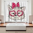 thumbnail image 2 of Ambesonne Cat Kitchen Curtains, Heart Shape Glasses Bow, 55"x39", Magenta Beige Black, 2 of 3