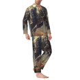 thumbnail image 2 of Naloa Jungle Dinosaur Men’s Pajamas Set - Long Sleeve Button Down Sleep Shirt and Pajama Bottoms Sleepwear Set-, 2 of 7