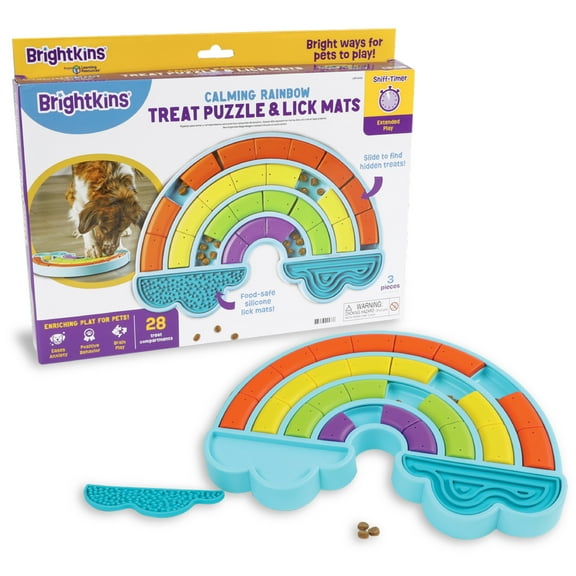 Brightkins Calming Rainbow Treat Puzzle, Enrichment Slow Feeder Bowls, Puppy Teething  and Chewing
