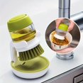 thumbnail image 3 of 1PC Deluxe Multifunctional Pressing Cleaning Brush - 2-in-1 Soap Dispensing Dish Scrub, Kitchen Essential with Ergonomic Handle, Soft Bristles, and Durable Construction for Effective Cleaning and Orga, 3 of 5
