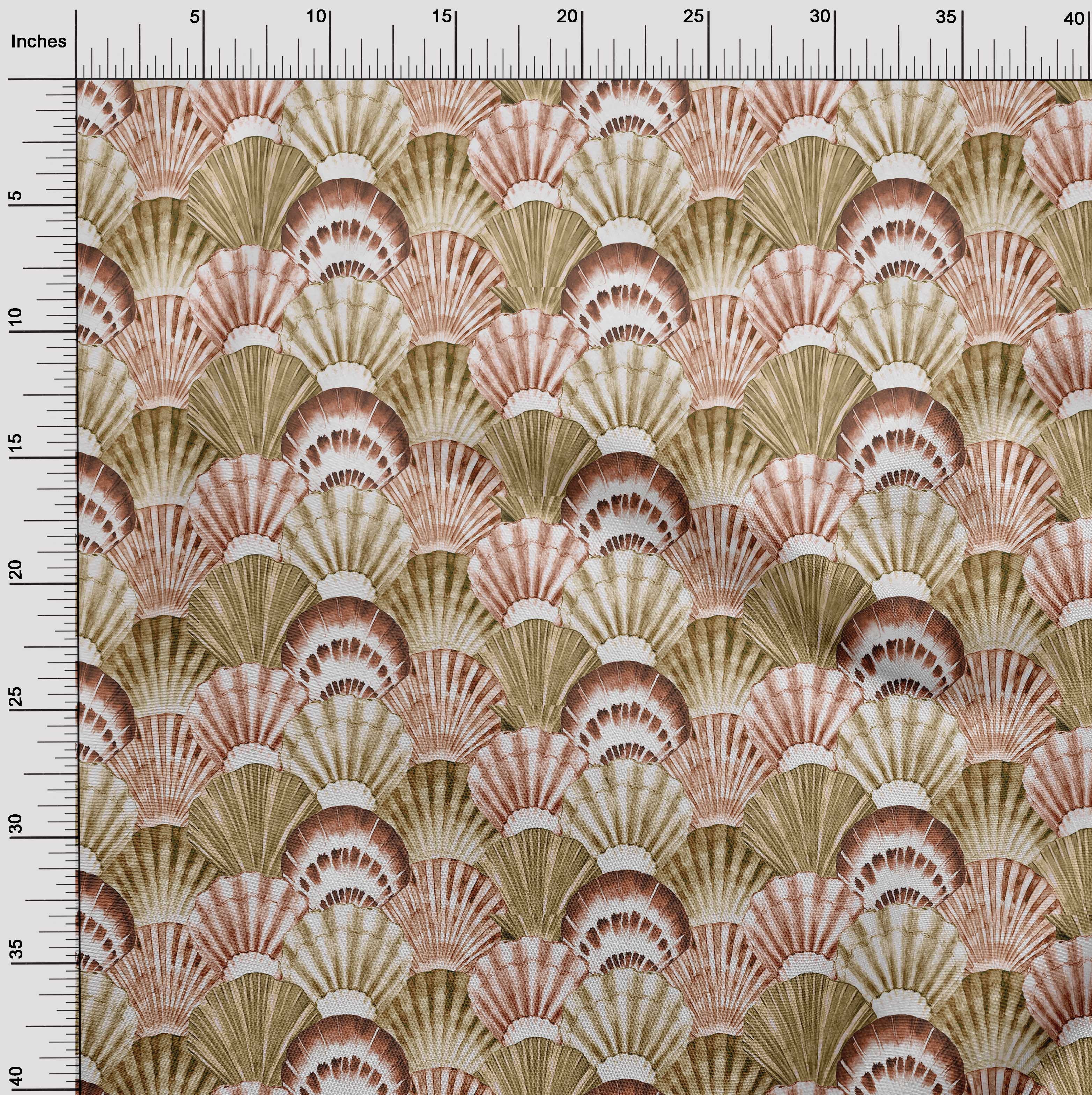 oneOone Georgette Viscose Light Brown Fabric Sea Shells Ocean Craft Projects Decor Fabric Printed By The Yard 42 Inch Wide