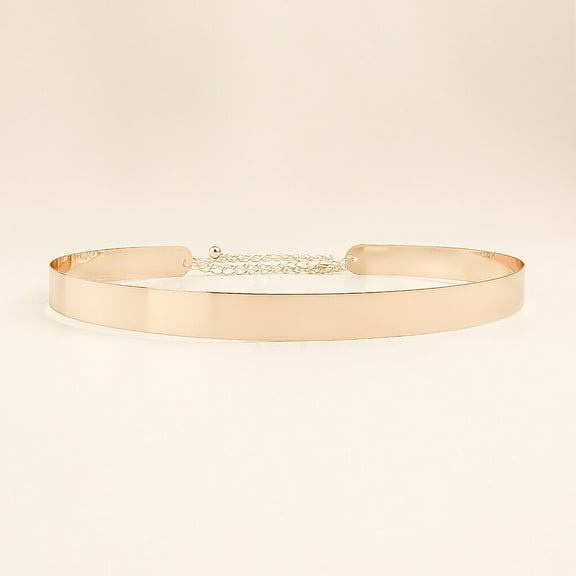 Metal Waist Belt Women Shiny Polished Mirror Chain Belts Metallic Waistband Adjustable Body Link Dress Belts