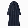 thumbnail image 3 of cocolona Womens Trench Coat Open Front Button Down Lapel Lined Overcoat LightWeight Trendy Fall Winter Solid Color Long Coat, 3 of 7