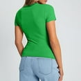 thumbnail image 5 of Baberdicy Women's Crop Top T-Shirt - Summer Thin Round Neck Short Sleeve Pullover, Fashion Tight Fit Belly Shirt for Girls (Green | S), 5 of 7
