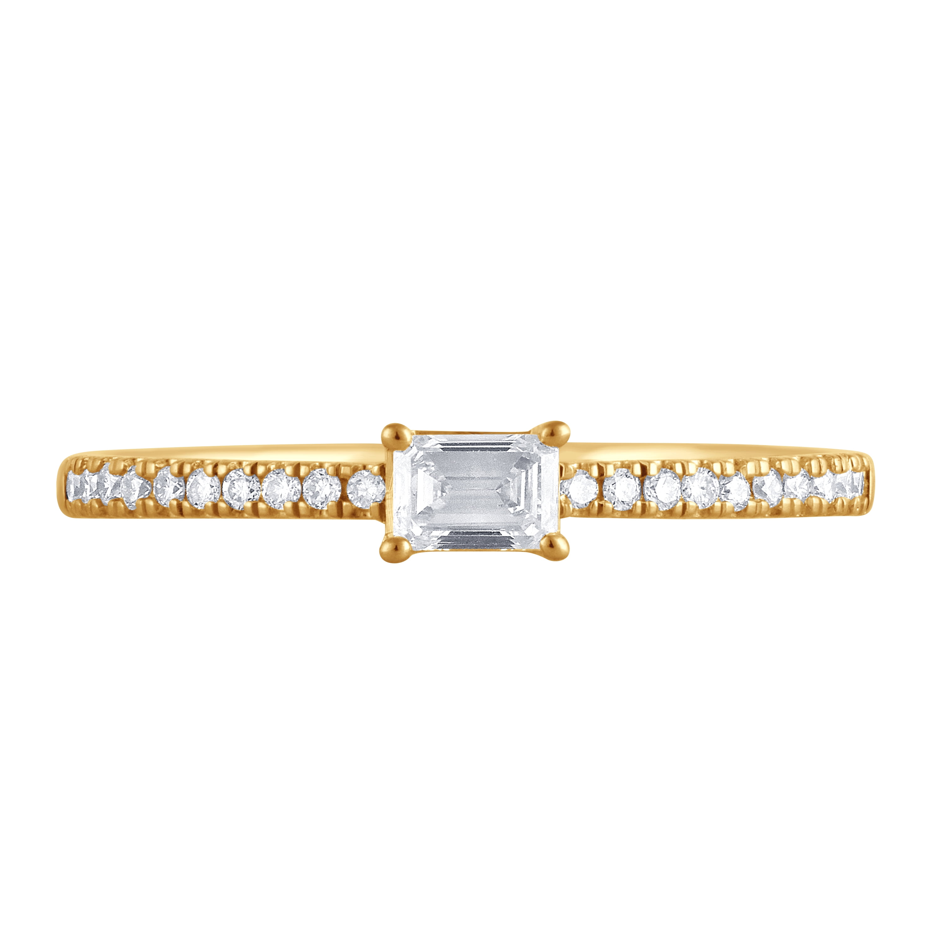 Unique Moments 1/3 Ct Emerald Lab Grown Diamond YG Plated Sterling Silver Ring for Women (J, SI-I1)