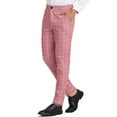 thumbnail image 5 of INSPIRE CHIC Men's Dress Plaid Printed Business Checked Pants 30 Pink White, 5 of 7