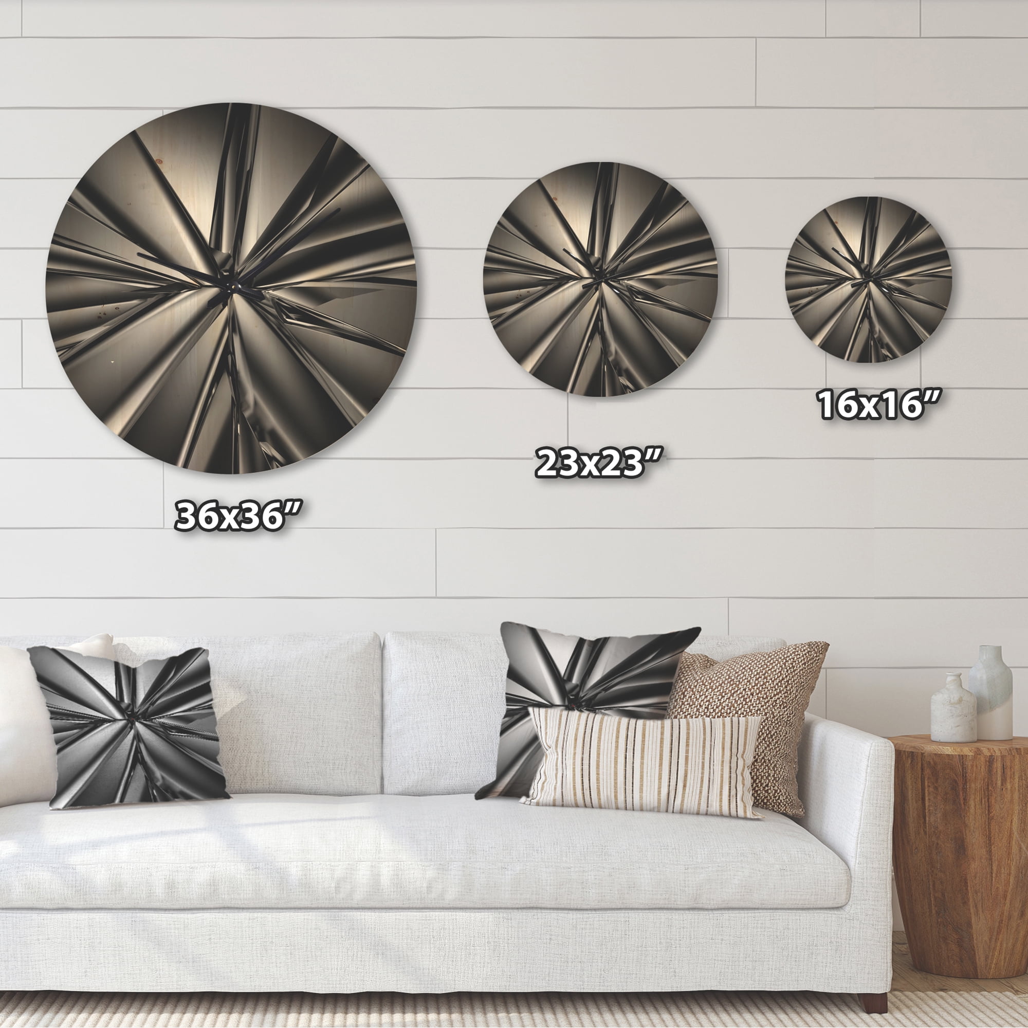Designart 'Fractal Futuristic Crystal Background' Modern Wood Wall Clock