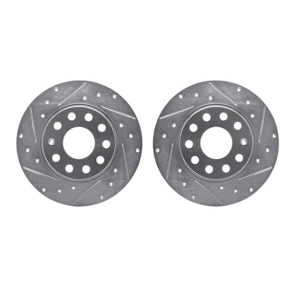 Dynamic Friction Company Rear Brake Rotors-Drilled and Slotted-Silver 7002-74039