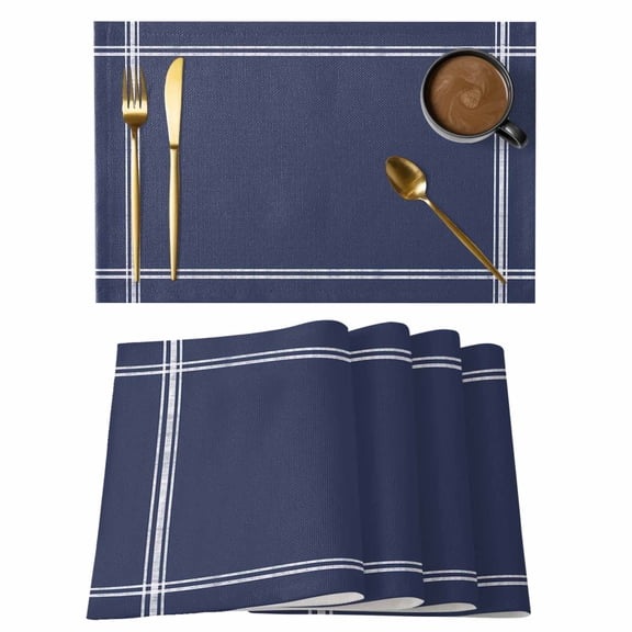 Solid Blue Color Placemats Set of 4 Dark Blue Place Mats Table Mats Kitchen Dining Home Outdoor Party Table Decoration