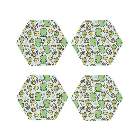 

Junzan Frog With Sweet Print Coasters for Drinks - Leather Coasters Set of 4 for Coffee Table for Housewarming/Kitchen/Bar/Decor-Hexagon