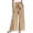 Khaki -AL12, variant on Dwellite Womens Striped Wide Leg Palazzo Pants High Waisted Elastic Drawstring Casual Lounge Trousers with Pockets Beige S